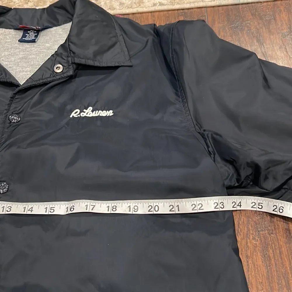 Vtg Polo Jeans Co fleece lined Windbreaker Jacket Size M spell out on back EUC